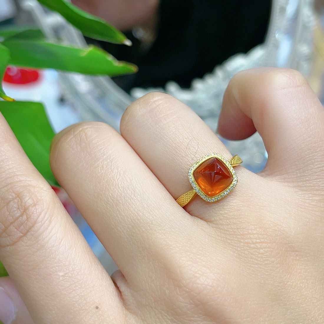 14k Gold 3.60 Ct Natural Spessartine & Diamond Ring - 5