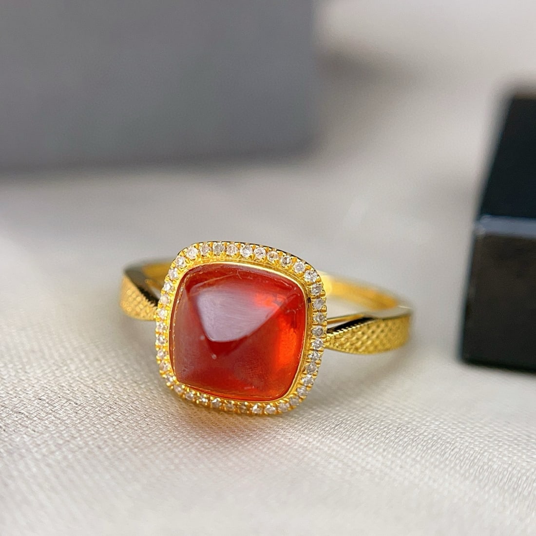 14k Gold 3.60 Ct Natural Spessartine & Diamond Ring - 6