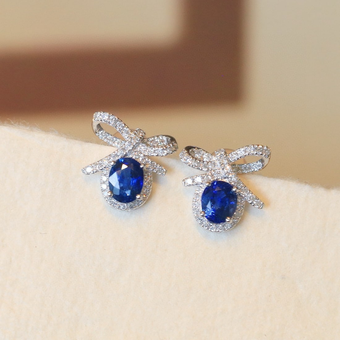14k Gold 1.40 Ctw Vivid Blue Natural Sapphire & Diamond Earrings (1 of 8)