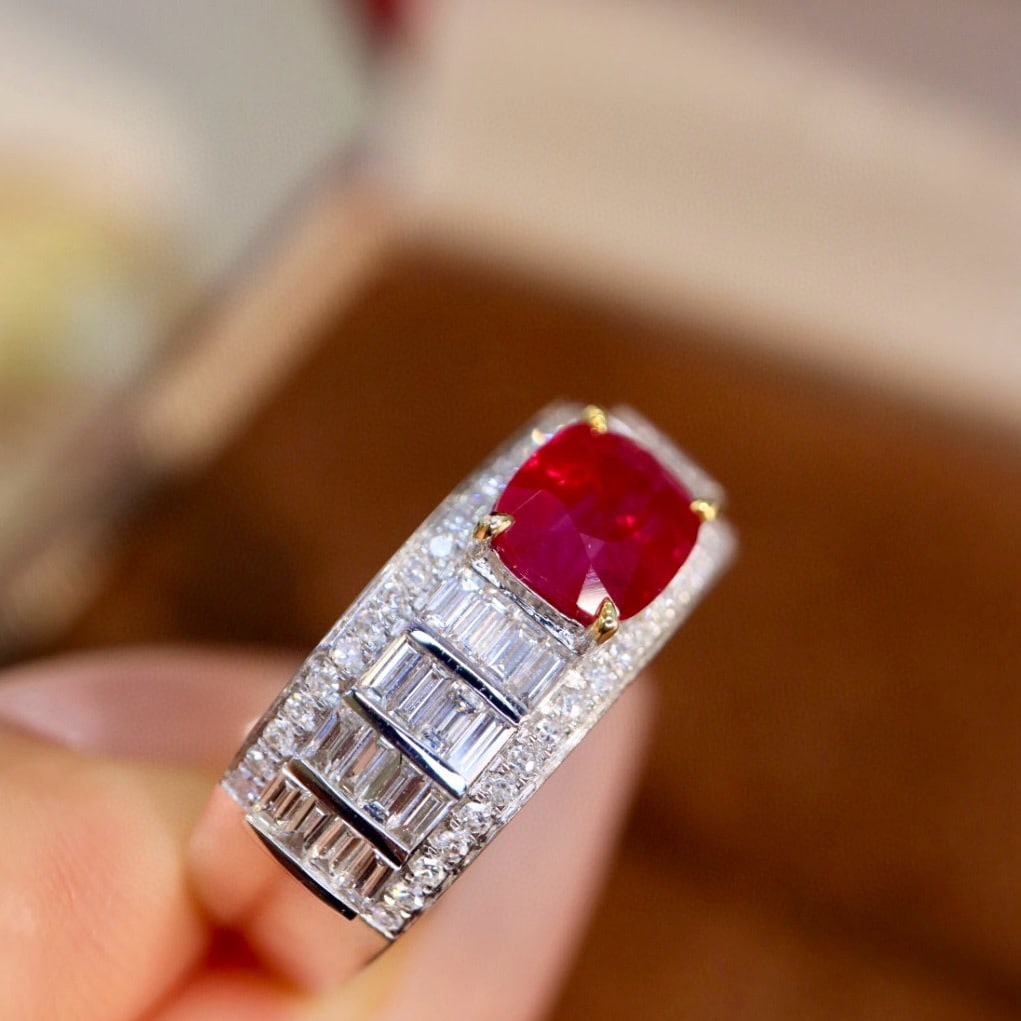 14k Gold 1.78 Ctw Natural Ruby & Diamond Ring - 7