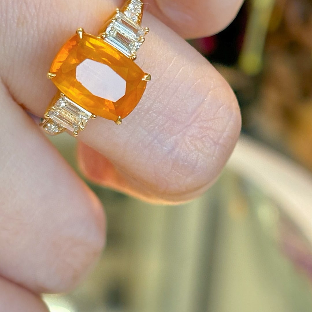 14k Gold 3.4 Ct Natural Sapphire & Diamond Ring - 7