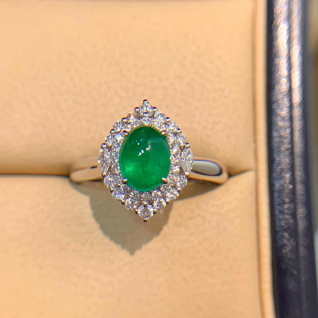 14k Gold 1.51 Ctw Natural Emerald & Diamond Ring - 5