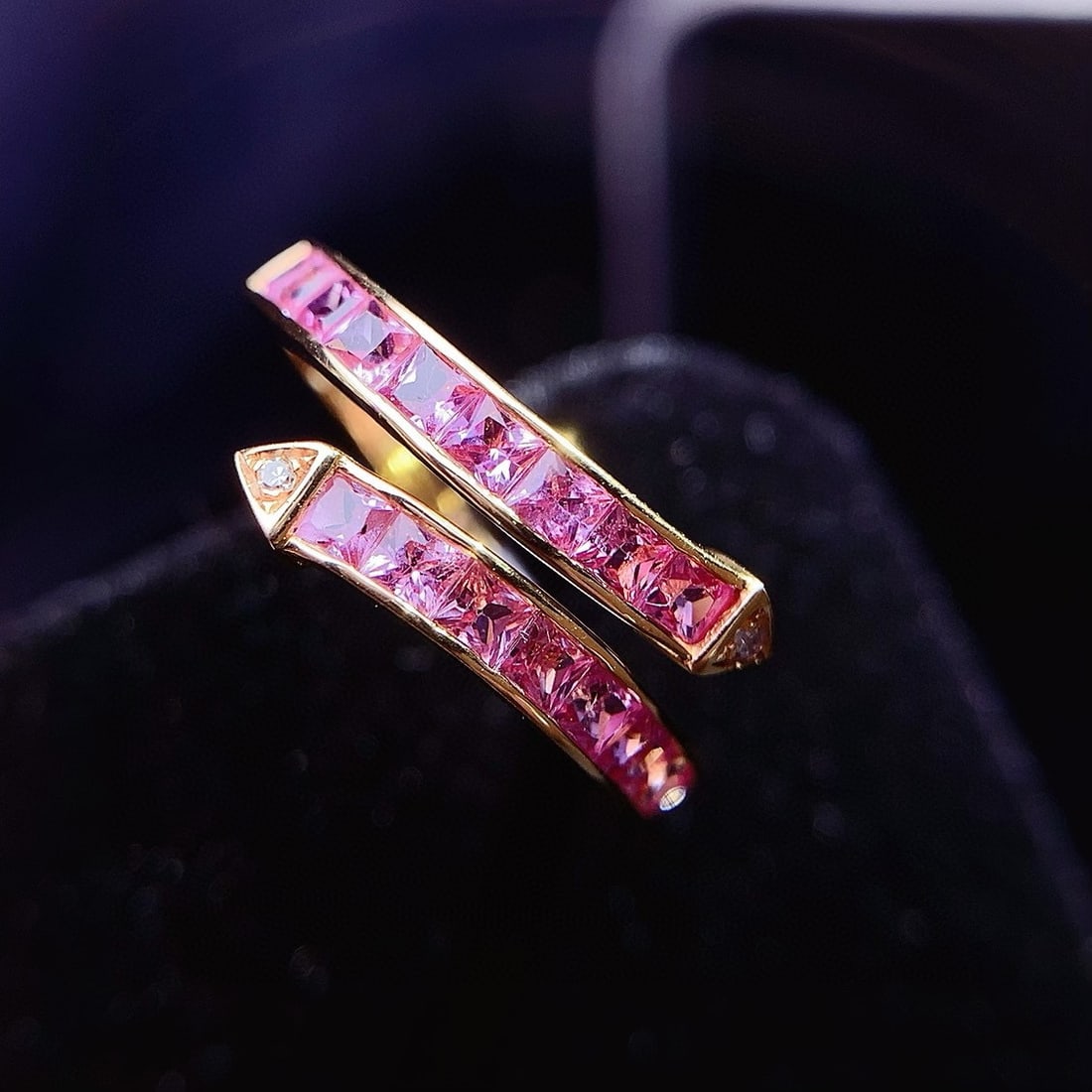 14k Gold 1.85 Ct Natural Sapphire & Diamond Ring - 4