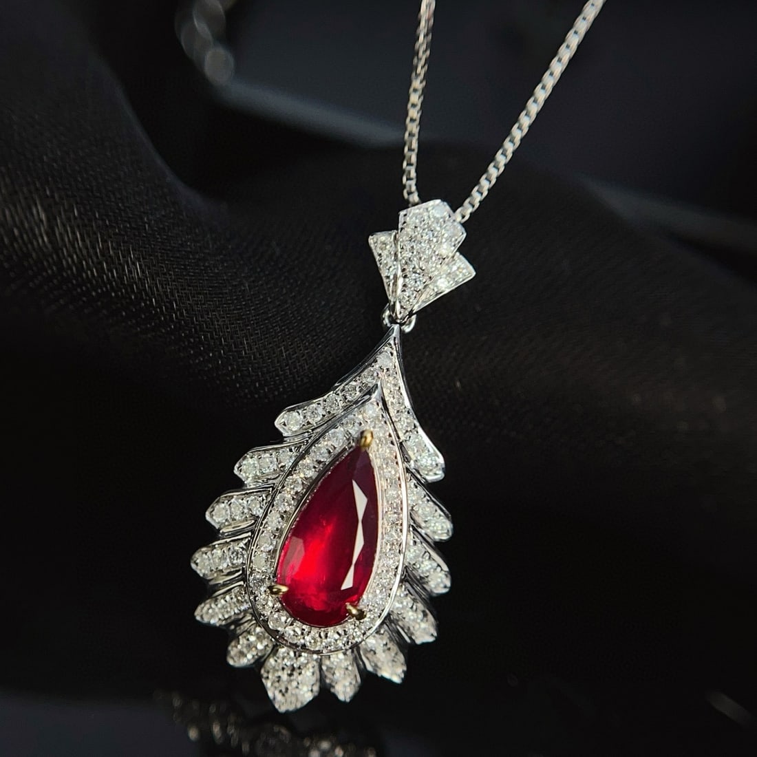 14k Gold 1.41 Ctw Natural Ruby & Diamond Pendant( Without Chain ) - 2