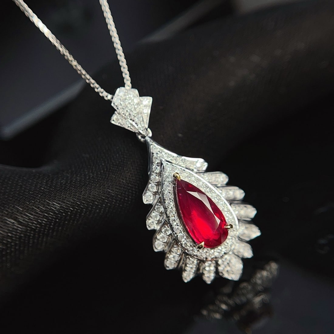 14k Gold 1.41 Ctw Natural Ruby & Diamond Pendant( Without Chain ) - 3