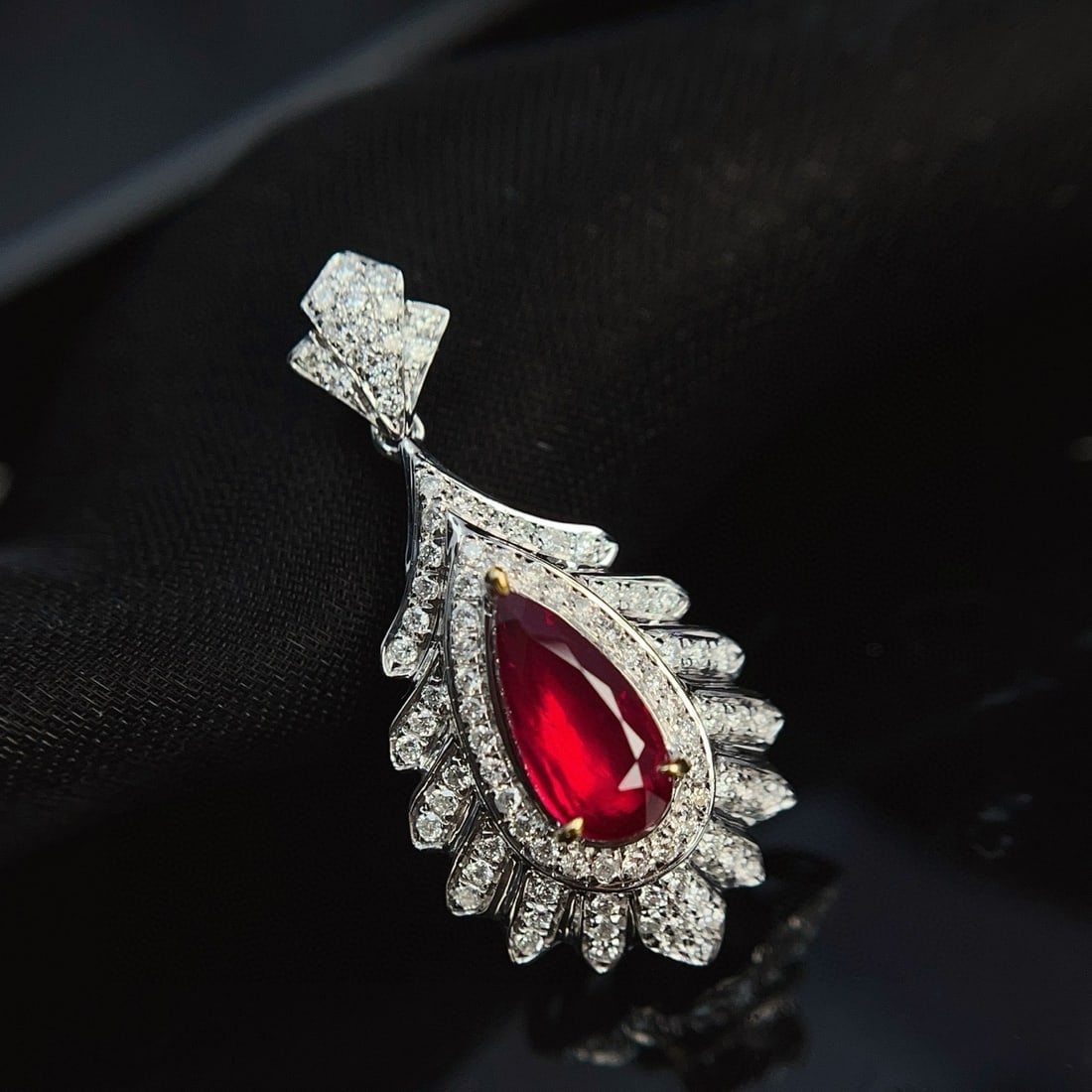 14k Gold 1.41 Ctw Natural Ruby & Diamond Pendant( Without Chain ) - 5