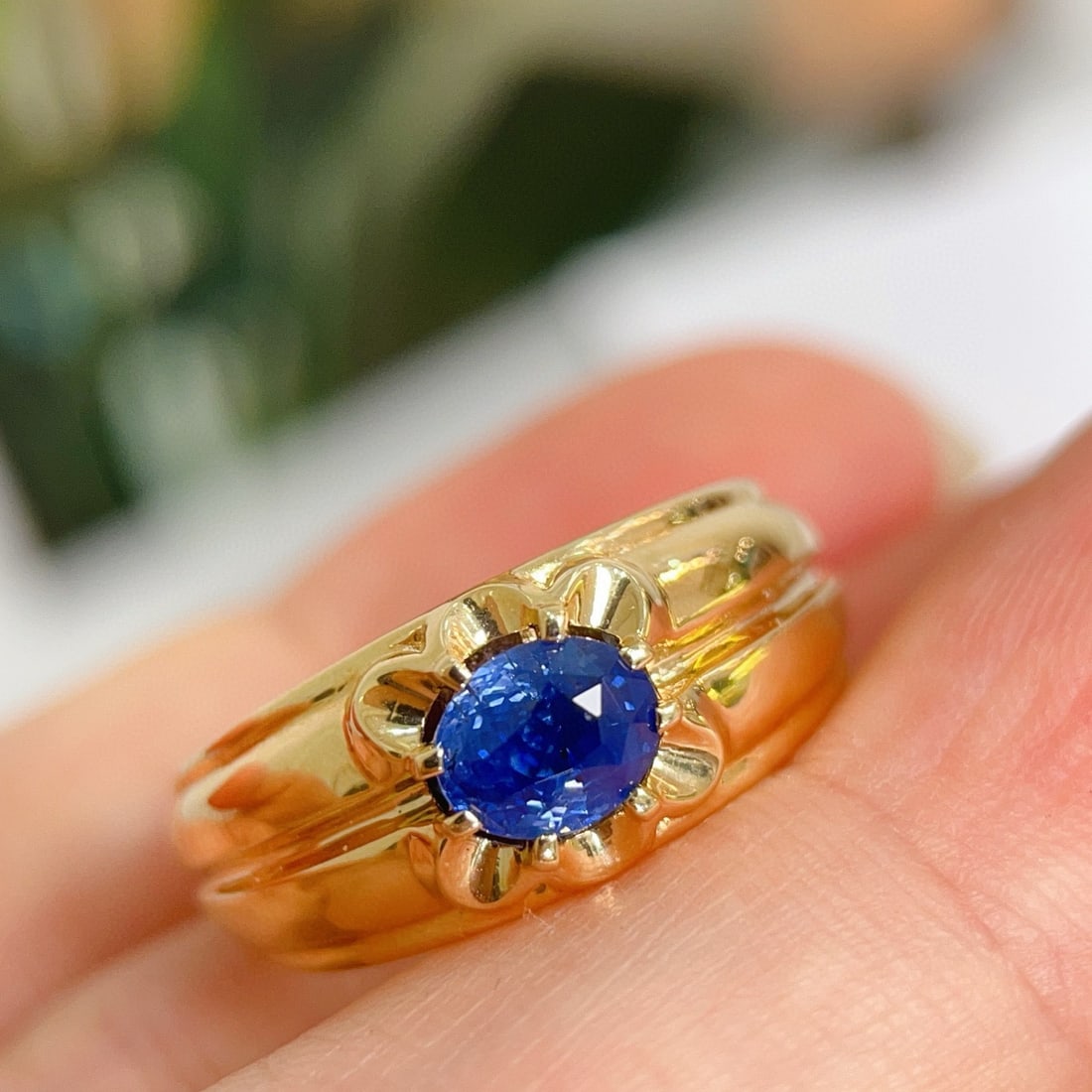 14k Gold 1 Ct Natural Sapphire Ring - 4