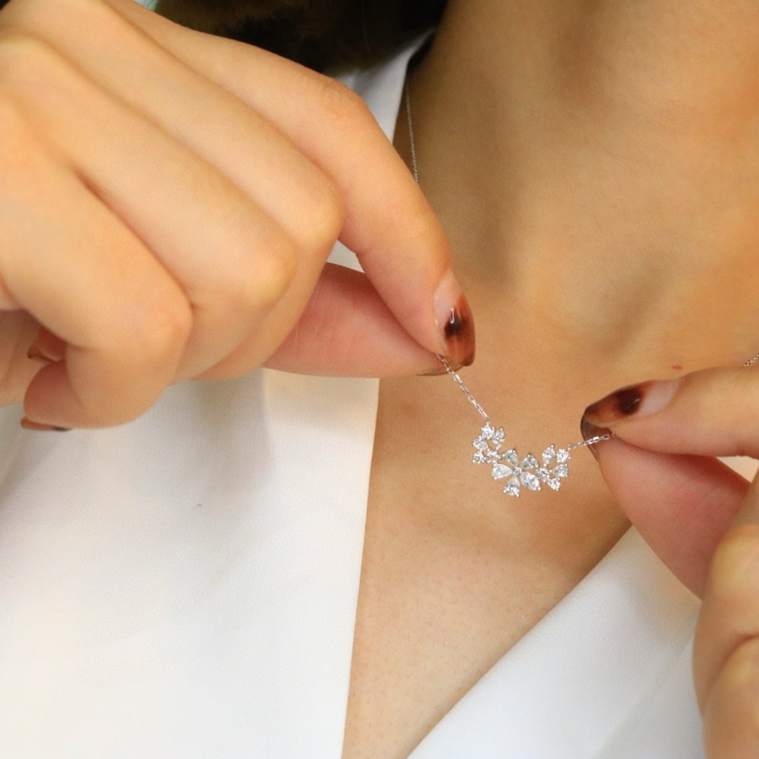 14k Gold 0.75 Ct Natural H Diamond Necklace - 4