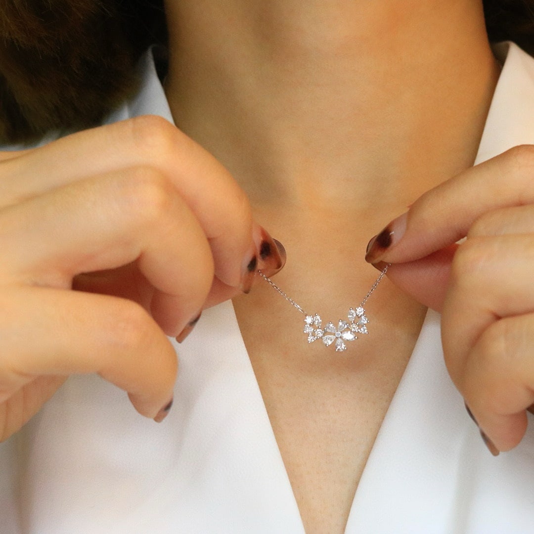 14k Gold 0.75 Ct Natural H Diamond Necklace - 5