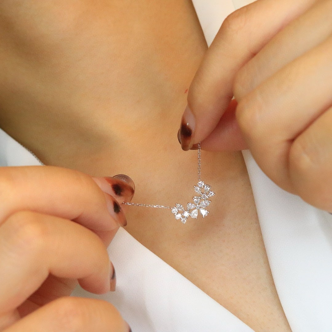 14k Gold 0.75 Ct Natural H Diamond Necklace - 6