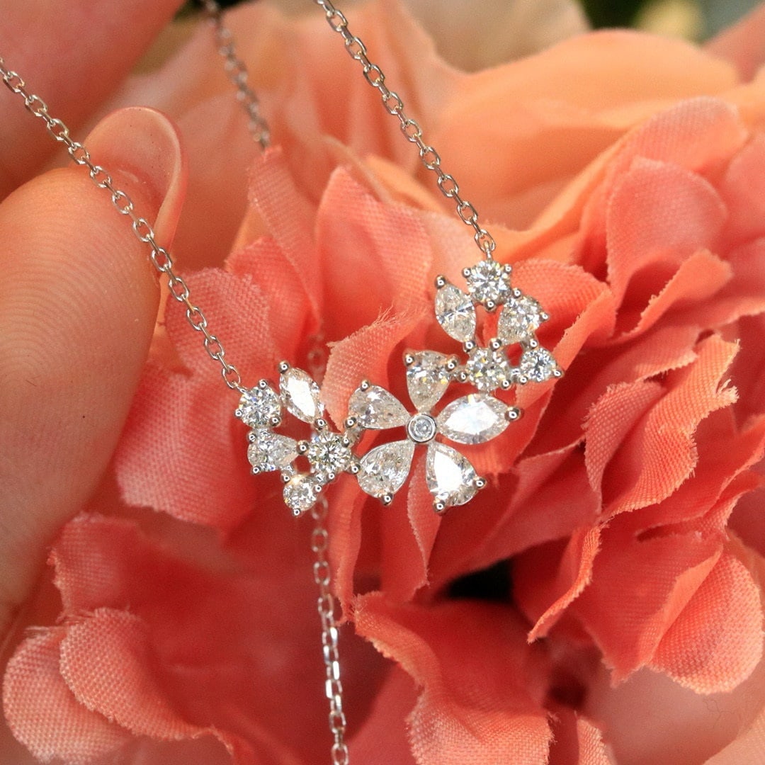 14k Gold 0.75 Ct Natural H Diamond Necklace - 8