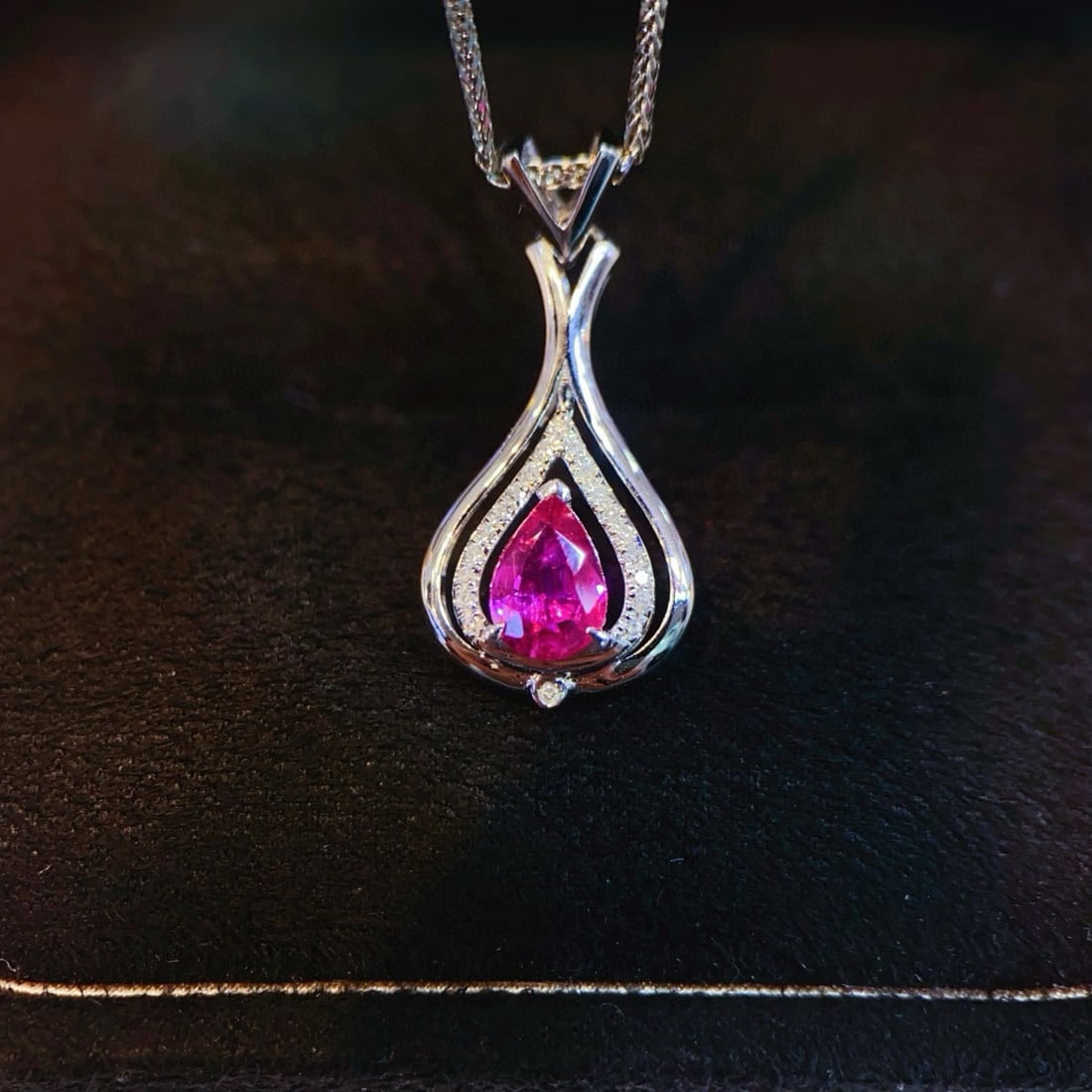 14k Gold 0.6 Ct Natural Ruby & Diamond Pendant( Without Chain ) - 2