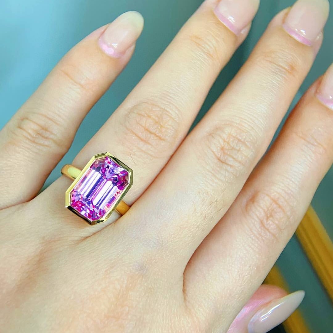 14k Gold 8.5 Ct Natural Kunzite Ring - 2