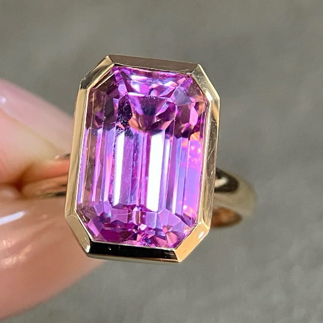 14k Gold 8.5 Ct Natural Kunzite Ring - 6