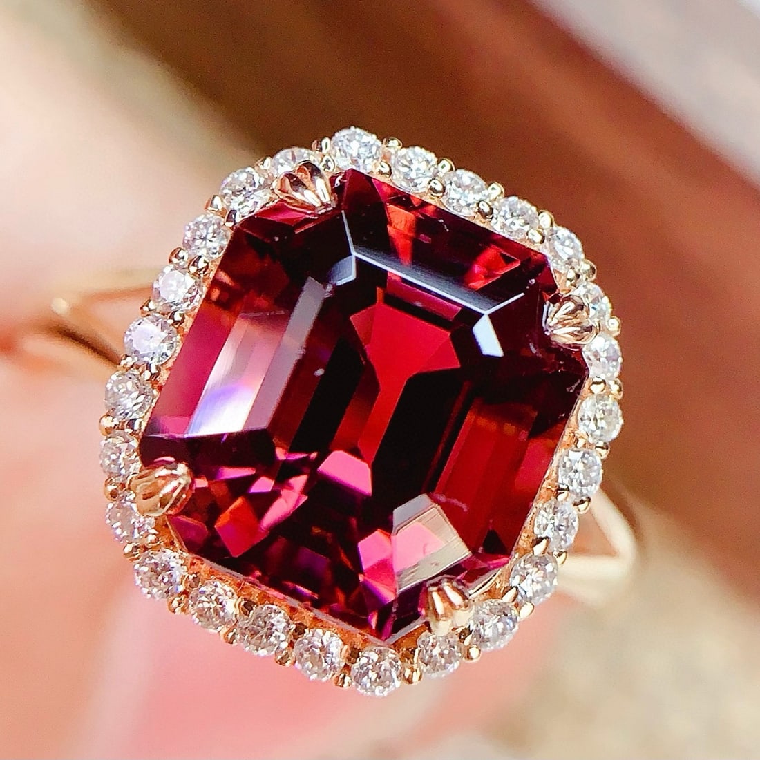 14k Gold 5.38 Ct Natural Tourmaline & Diamond Ring - 5