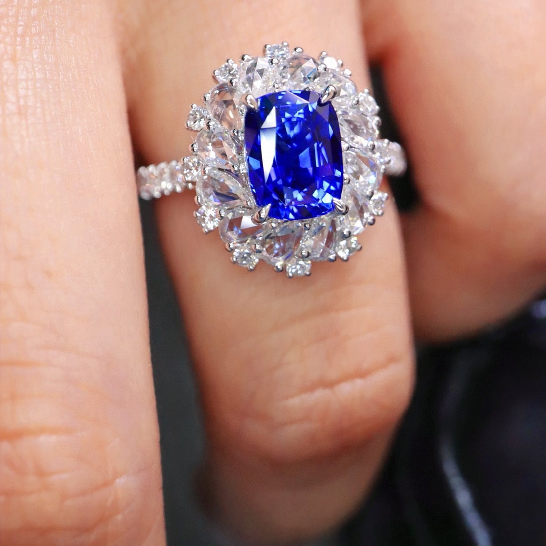 14k Gold 2.98 Ctw Natural Sapphire & Diamond Ring - 7