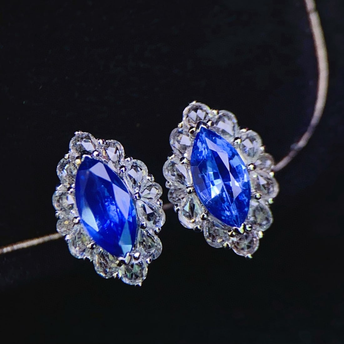 14k Gold 2.96 Ctw Natural Sapphire & Sapphire Earrings - 2