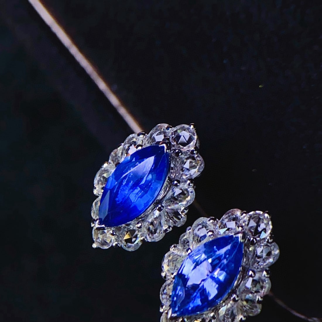 14k Gold 2.96 Ctw Natural Sapphire & Sapphire Earrings - 3