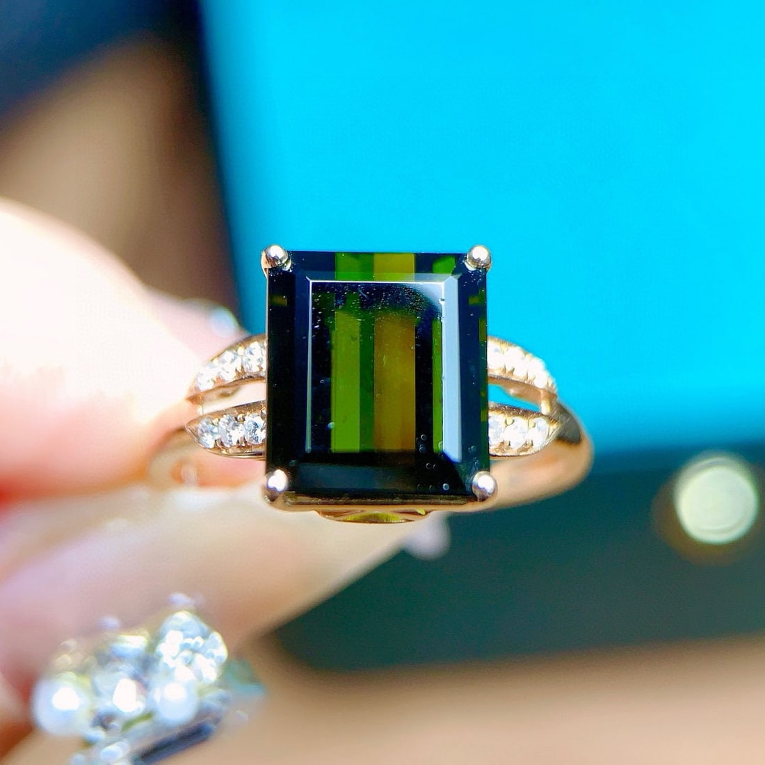 14k Gold 4.49 Ctw Natural Tourmaline & Diamond Ring - 3