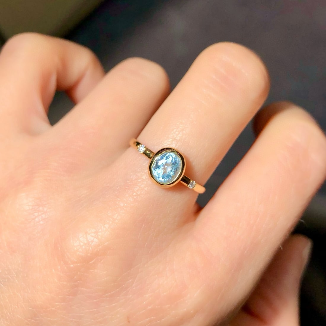 14k Gold 0.74 Ctw Natural Aquamarine & Diamond Ring - 2