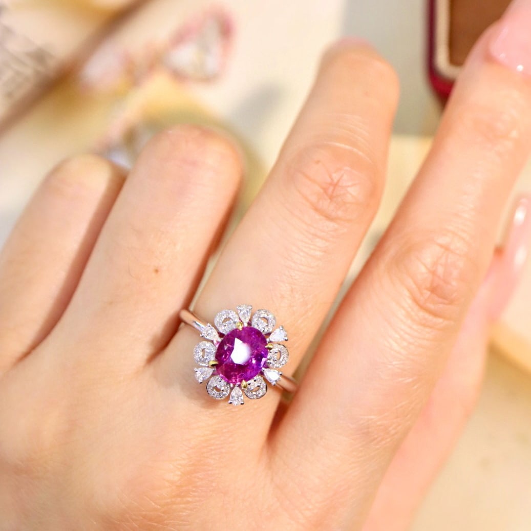 14k Gold 2.38 Ctw Natural Sapphire & Diamond Ring - 4