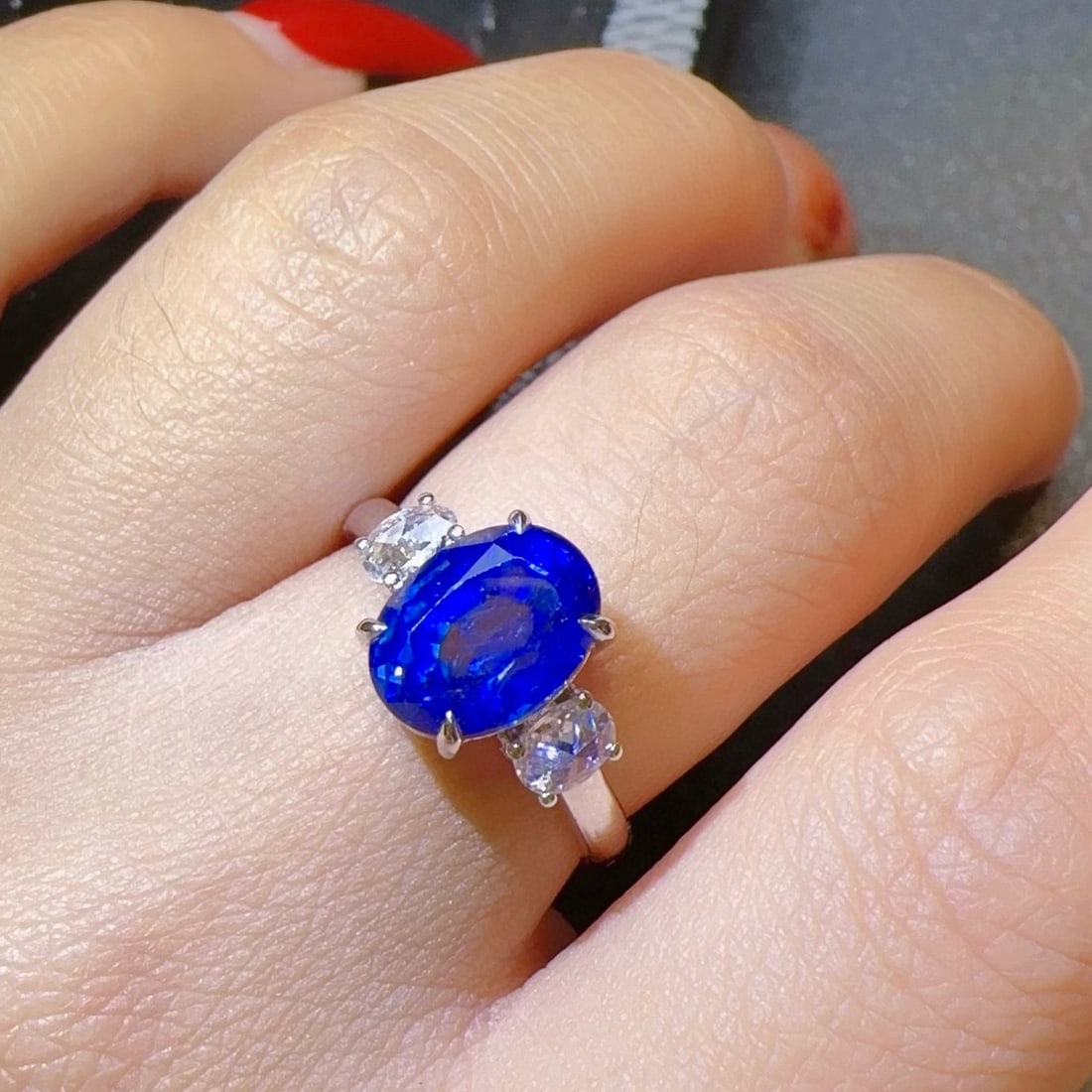 14k Gold 3.66 Ctw Natural Sapphire & Diamond Ring - 4