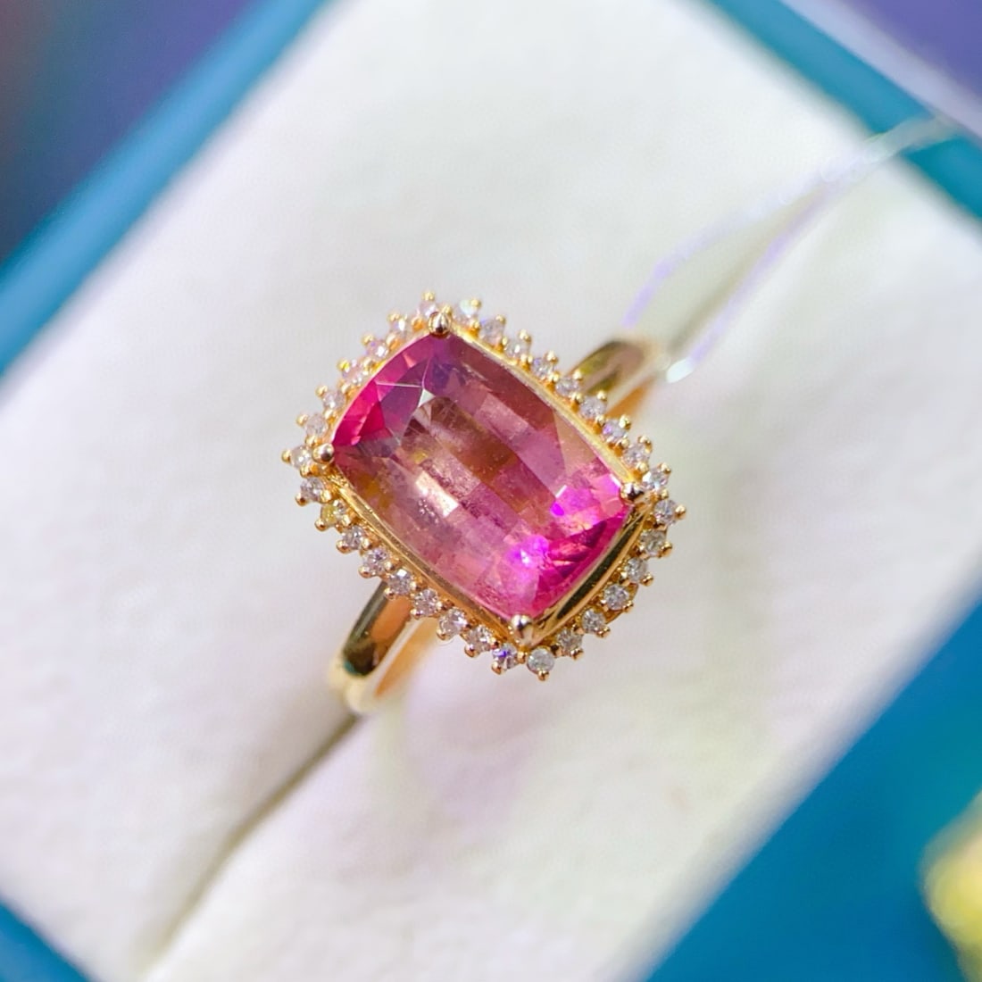 14k Gold 3.06 Ctw Natural Tourmaline & Diamond Ring - 4