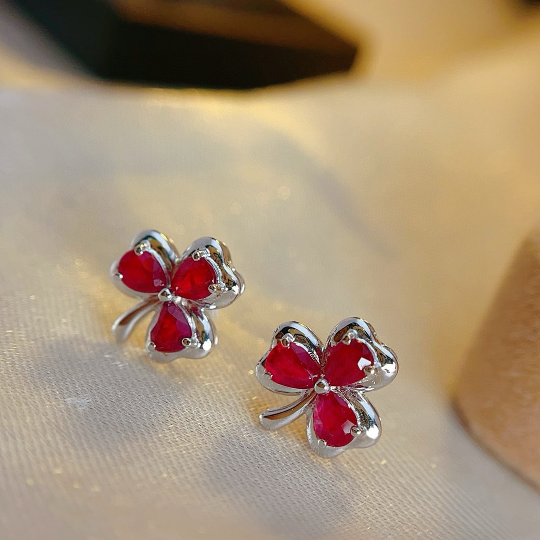 14k Gold 1.45 Ct Vivid Red Natural Ruby Earrings - 3