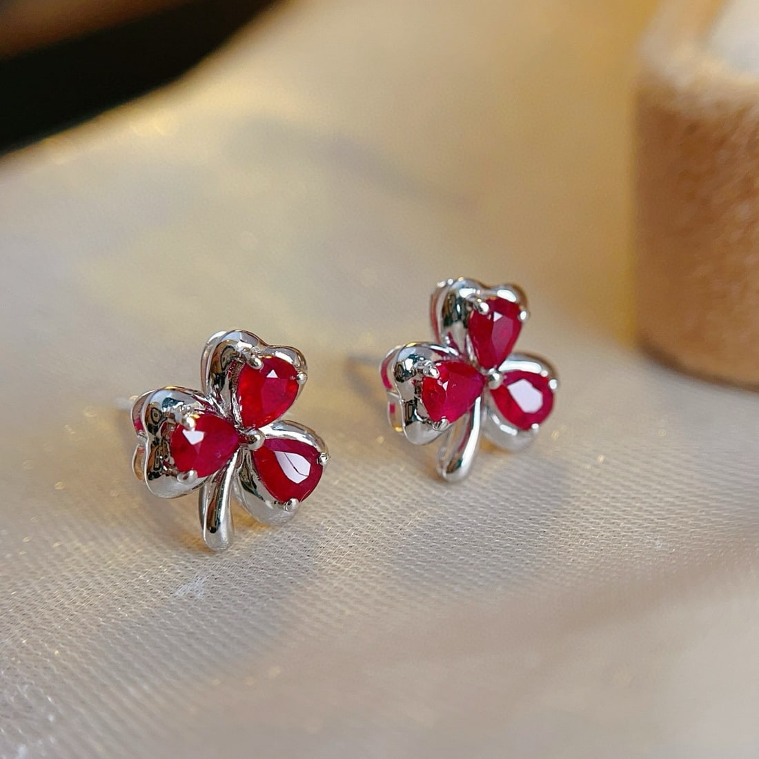 14k Gold 1.45 Ct Vivid Red Natural Ruby Earrings - 4