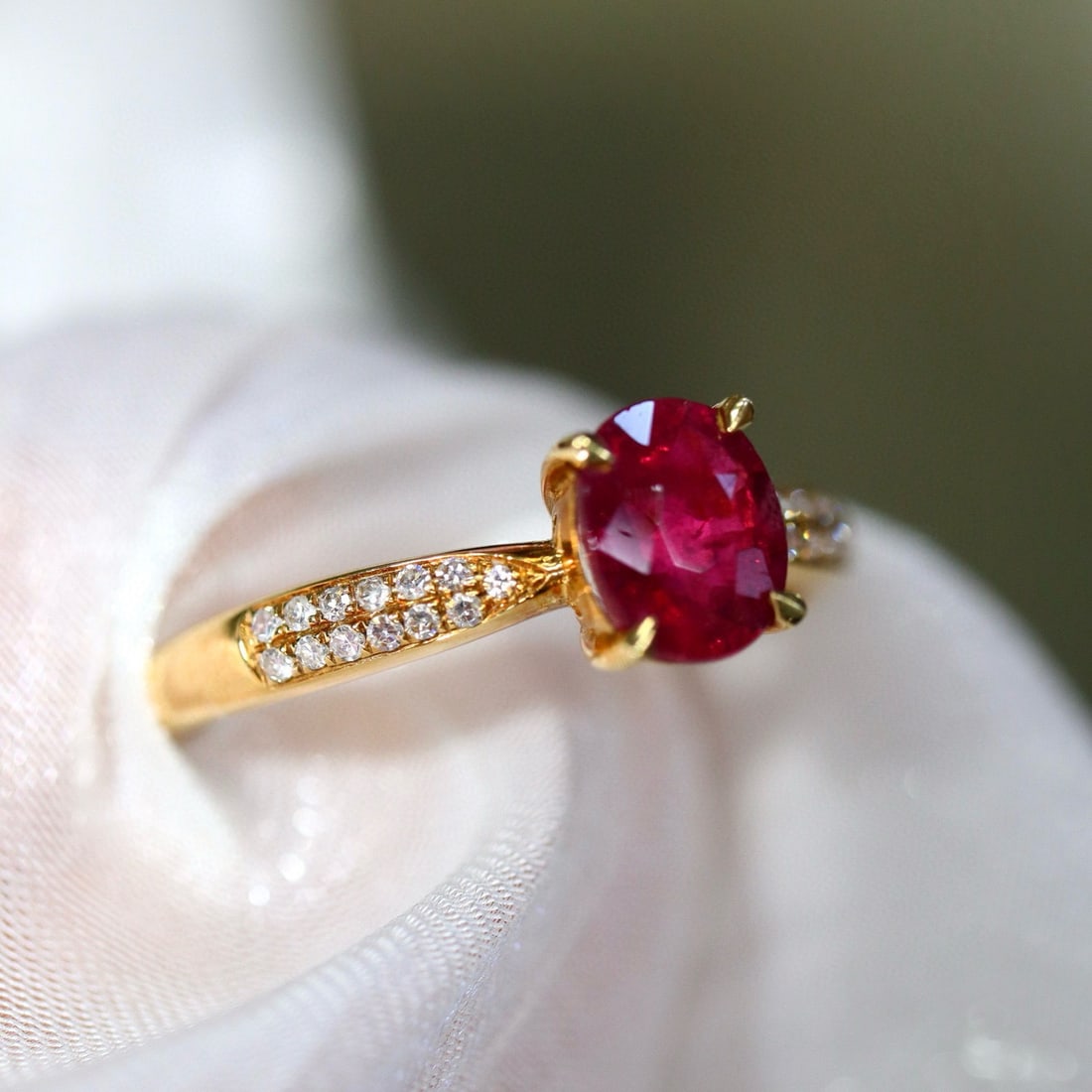 14k Gold 0.88 Ctw Natural Tourmaline & Diamond Ring - 2