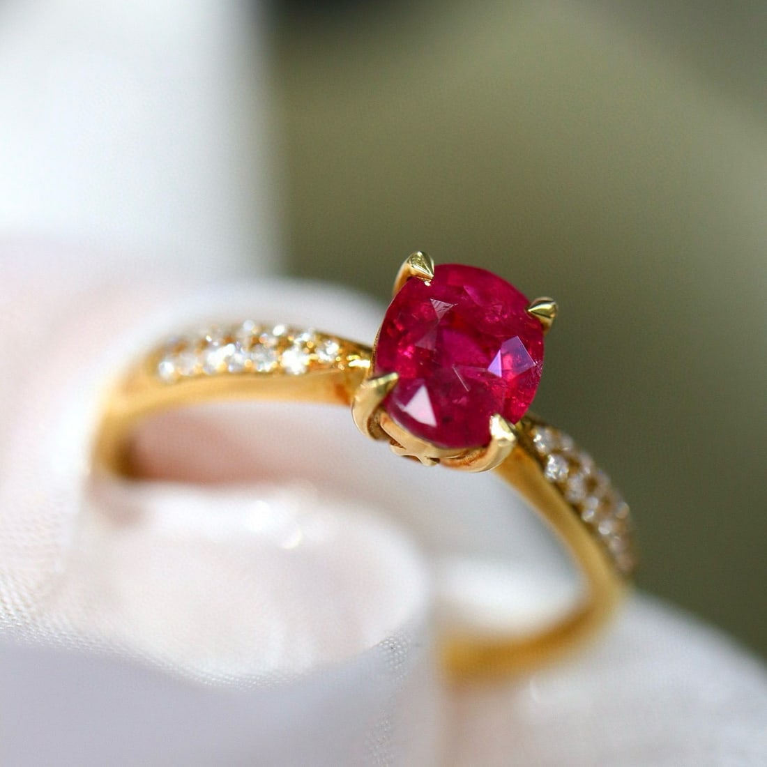 14k Gold 0.88 Ctw Natural Tourmaline & Diamond Ring - 3