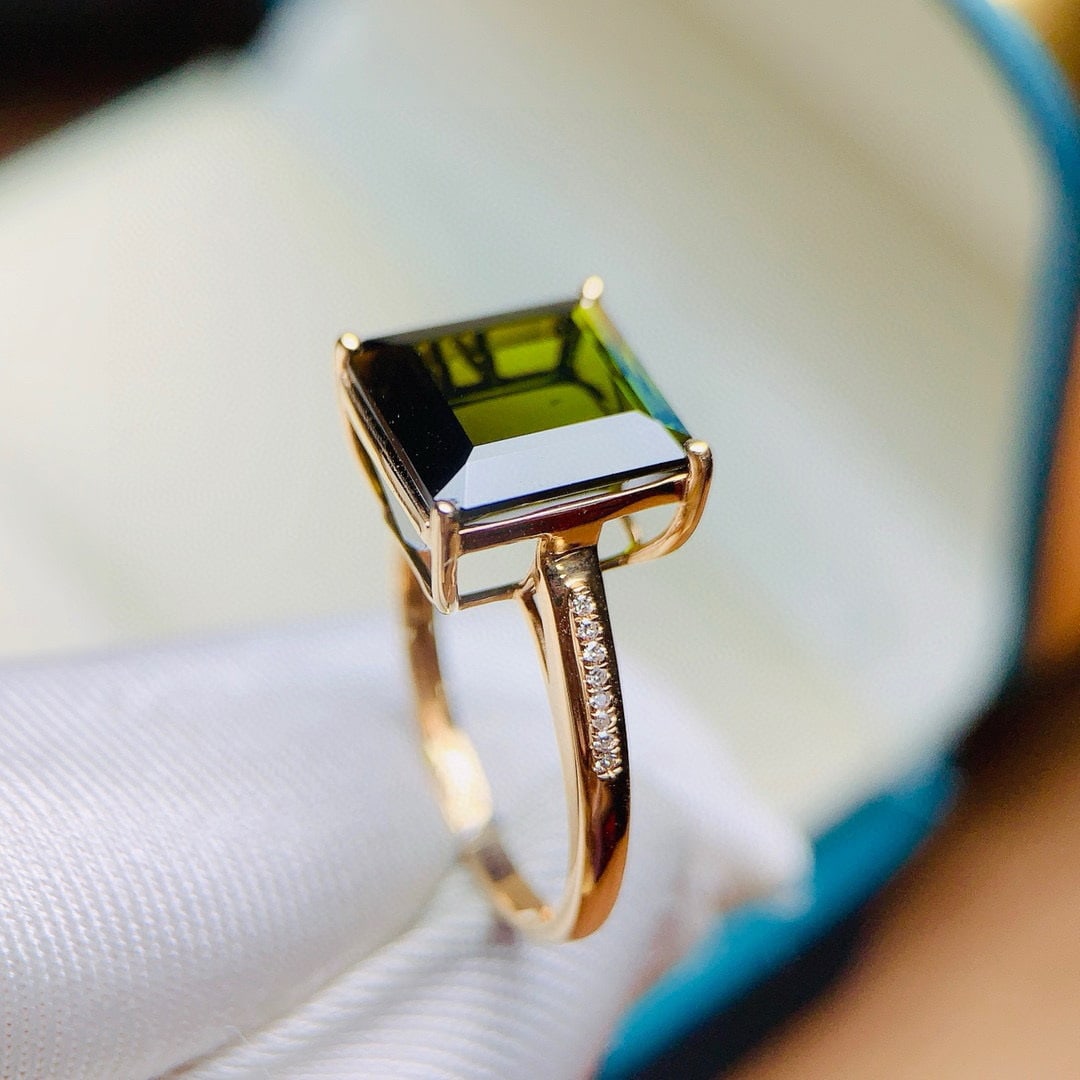 14k Gold 6.35 Ctw Natural Tourmaline & Diamond Ring - 4