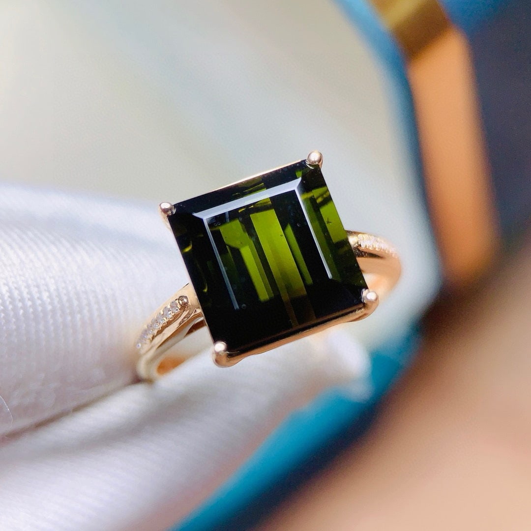 14k Gold 6.35 Ctw Natural Tourmaline & Diamond Ring - 6