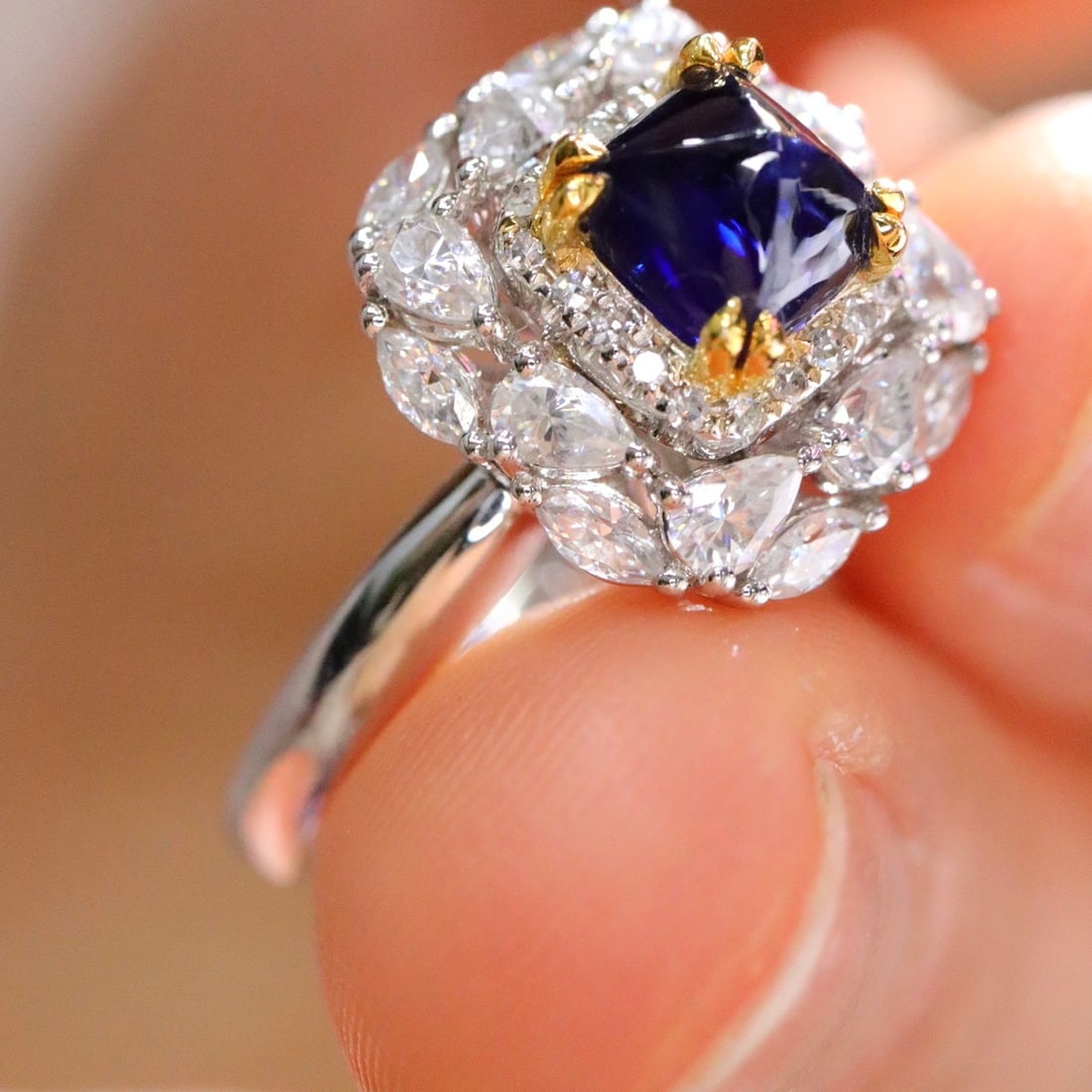 14k Gold 1.24 Ctw Natural Sapphire & Diamond Ring - 3