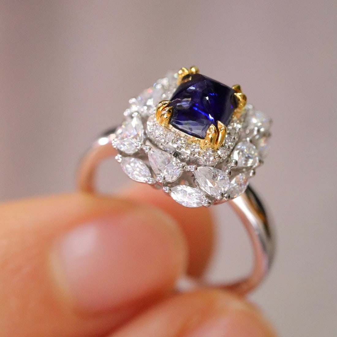 14k Gold 1.24 Ctw Natural Sapphire & Diamond Ring - 6