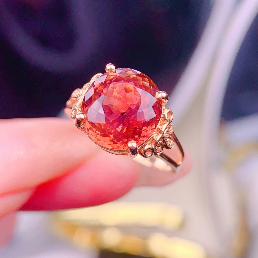 14k Gold 5.8 Ct Natural Tourmaline & Diamond Ring - 2