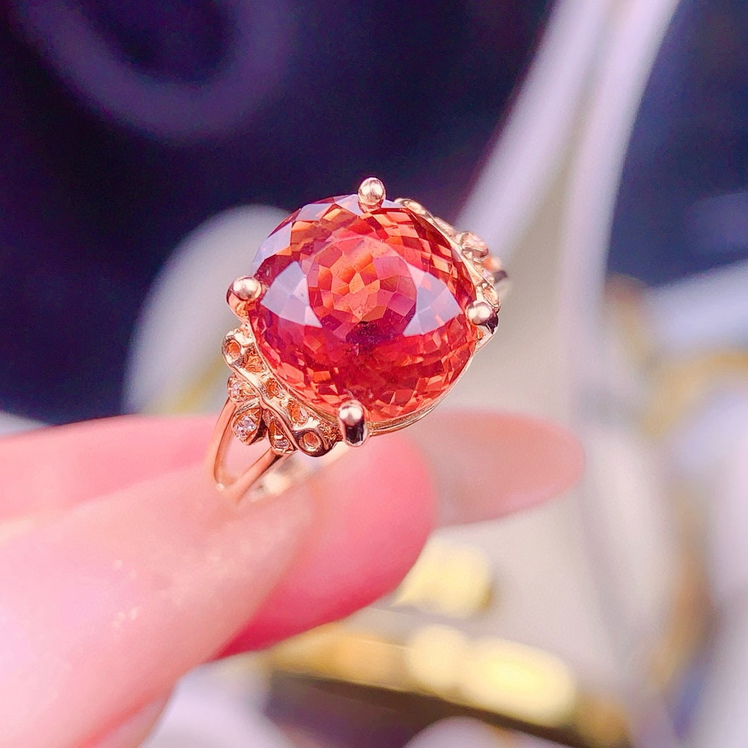 14k Gold 5.8 Ct Natural Tourmaline & Diamond Ring - 3