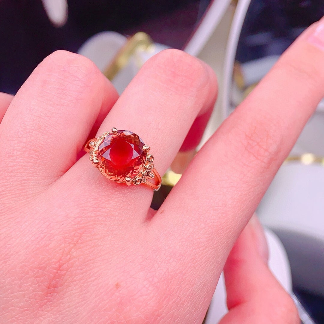 14k Gold 5.8 Ct Natural Tourmaline & Diamond Ring - 4