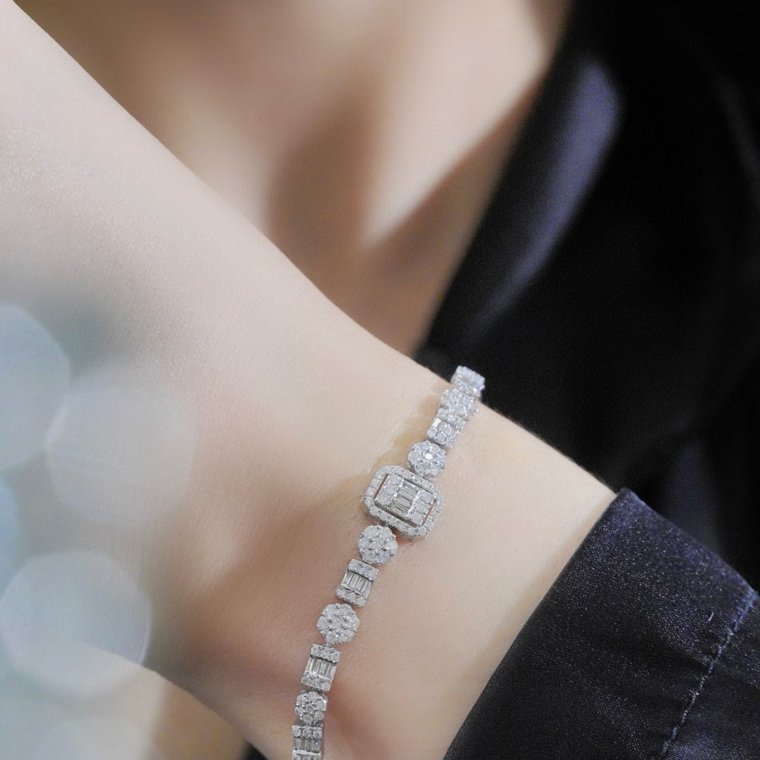 14k Gold 3.2 Ct Natural H Diamond Bracelet - 6