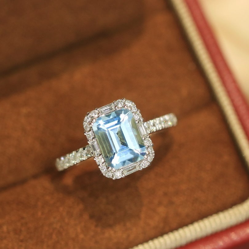 14k Gold 1.71 Ctw Natural Aquamarine & Diamond Ring - 3