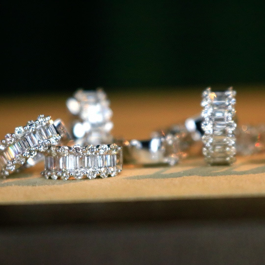 14k Gold 0.9 Ct Natural H Diamond Earrings - 6