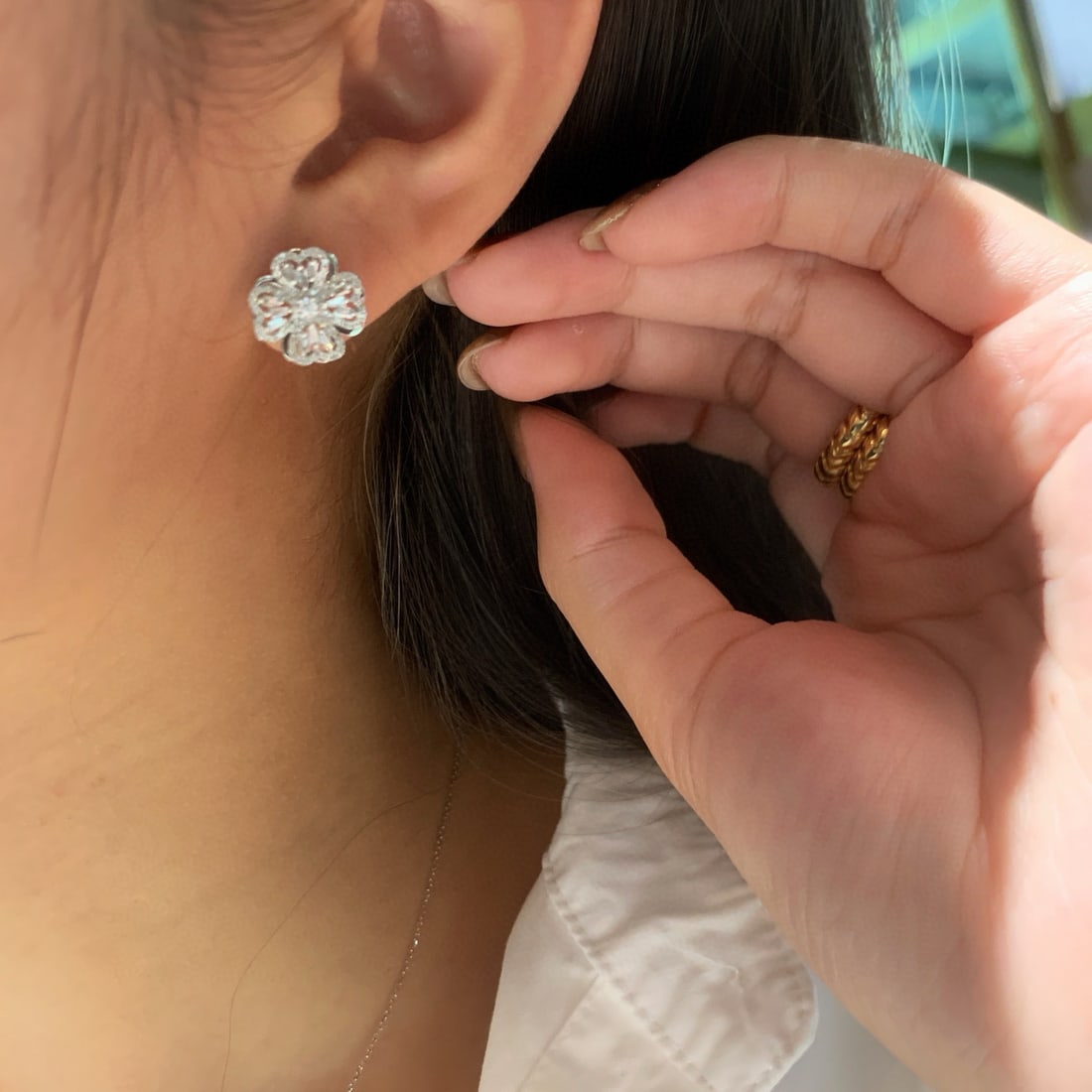 14k Gold 0.5 Ct Natural H Diamond Earrings - 3