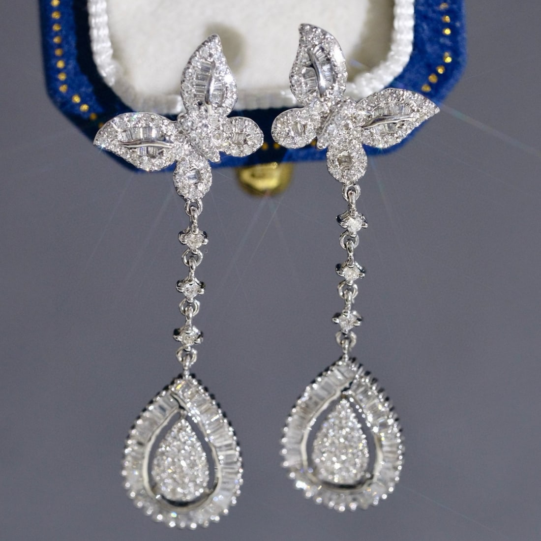 14k Gold 1 Ct Natural H Diamond Earrings - 2