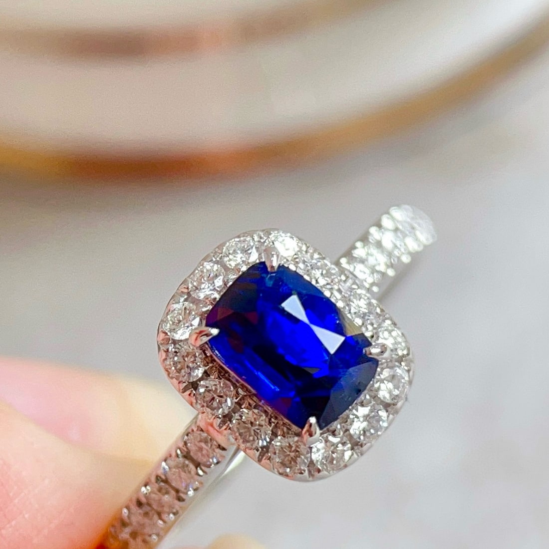 14k Gold 1.60 Ctw Natural Sapphire & Diamond Ring - 7