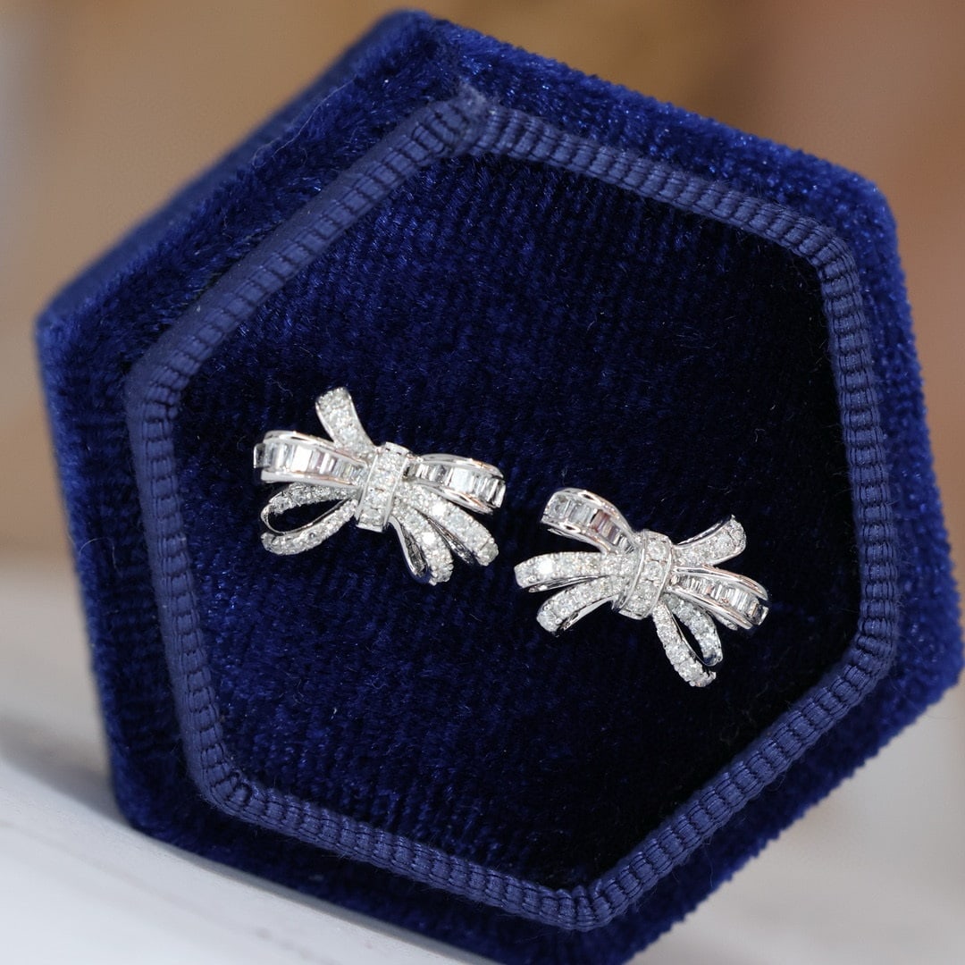 14k Gold 0.38 Ct Natural H Diamond Earrings - 2