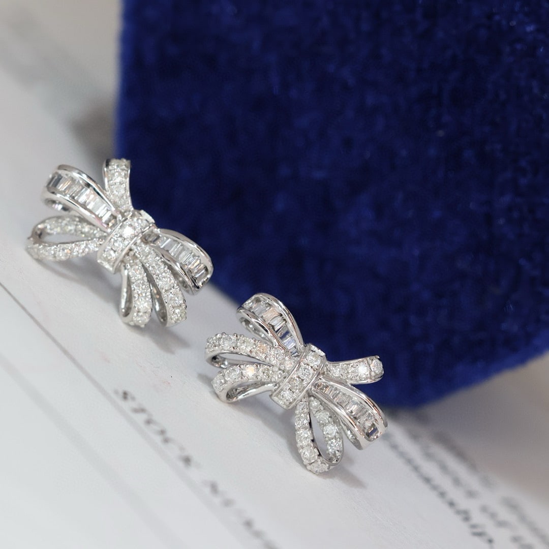 14k Gold 0.38 Ct Natural H Diamond Earrings - 5