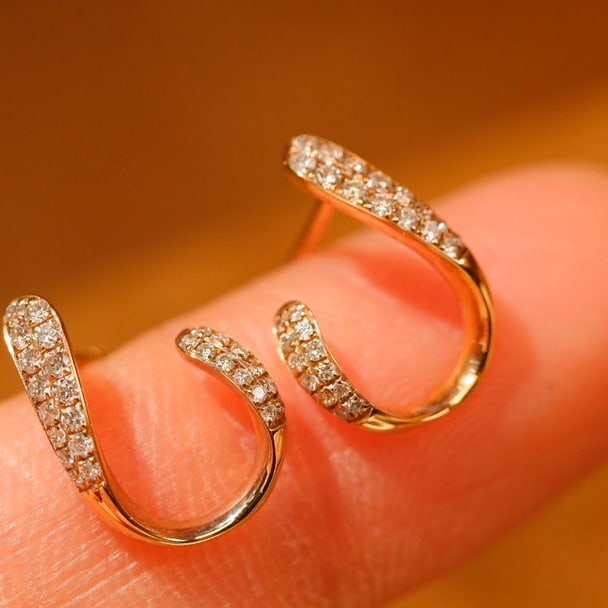 14k Gold 0.18 Ct Natural H Diamond Earrings - 3