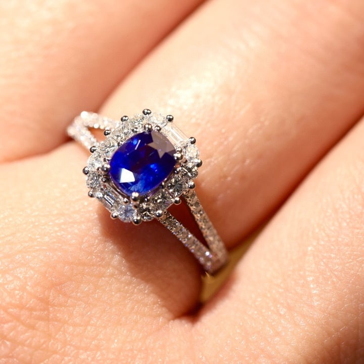 14k Gold 1.72 Ctw Natural Sapphire & Diamond Ring - 7