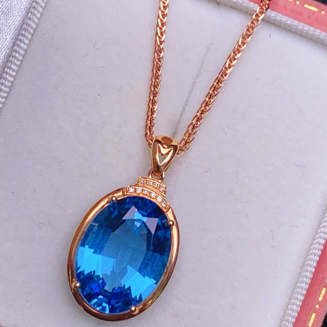 14k Gold 9.63 Ctw Natural Topaz & Diamond Pendant( Without Chain ) - 2