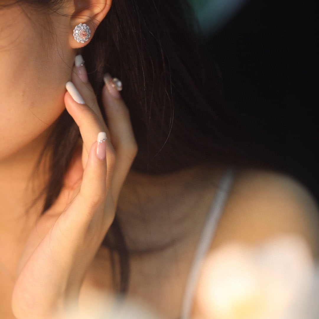 14k Gold 1.17 Ctw Natural Pink Diamond & Diamond Earrings - 3